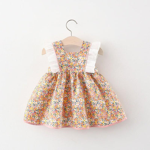 Summer New Baby Girl Flying Sleeve Dress Broken Flower Dress